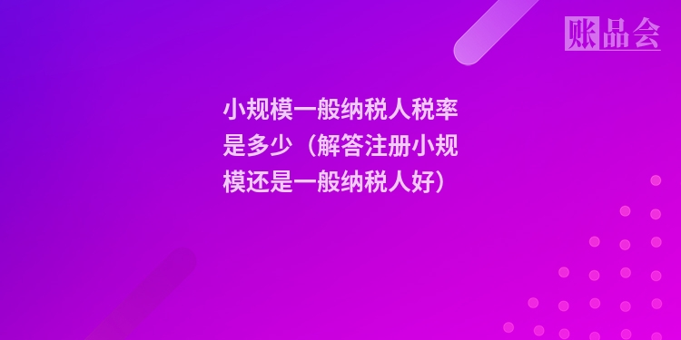 小规模一般纳税人税率是多少（解答注册小规模还是一般纳税人好）