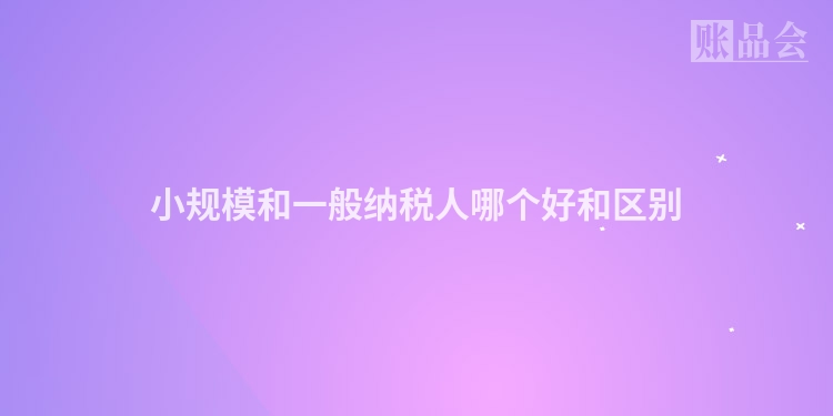 小规模和一般纳税人哪个好和区别